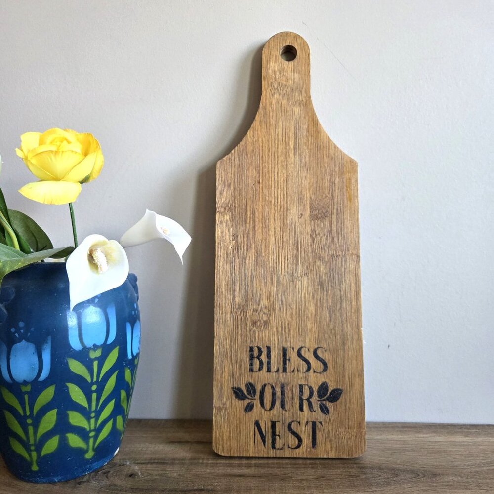 Bless our nest long wooden cutting board